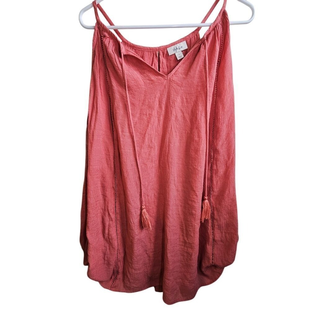 Style & Co spagetti strap tank shirt /dress knotted sides‎ orange Size L